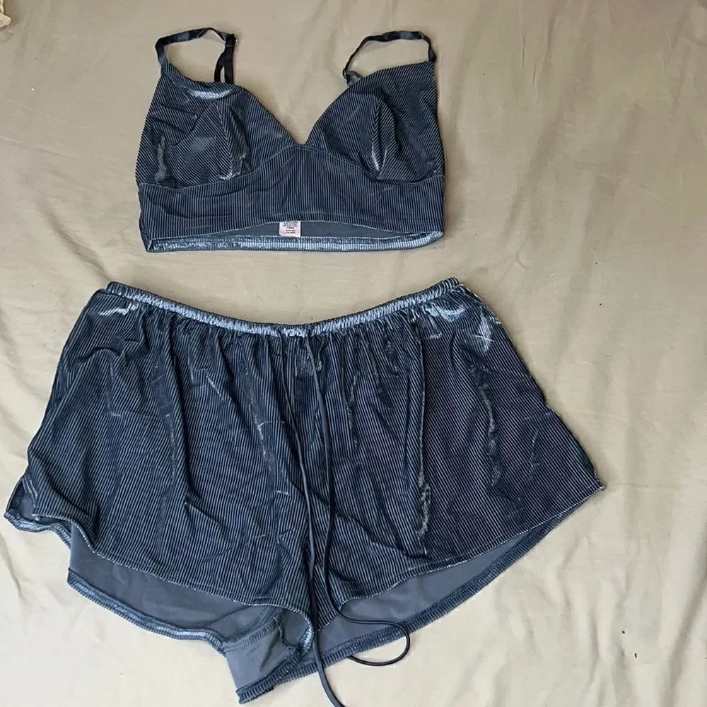 Victoria’s Secret PJ set blue velvet size Shorts and top